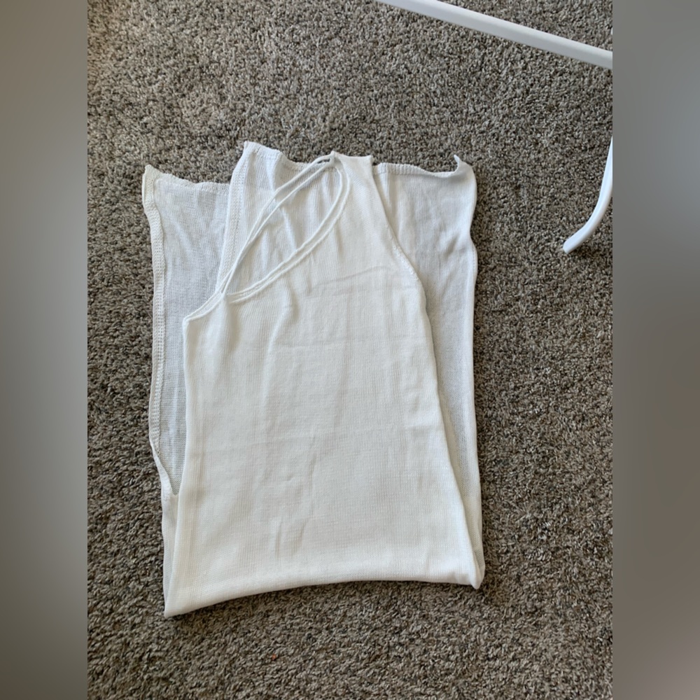 NWT Shein White Knit One Shoulder Swimsuit Coverup Dress Size Large